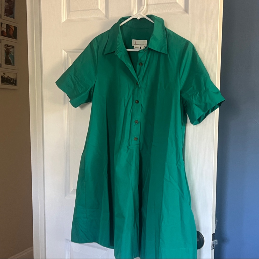 Anthropologie Green Button-Up Dress